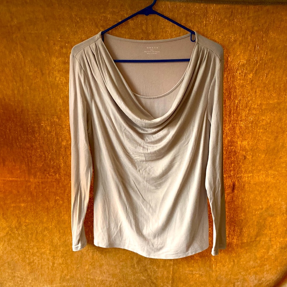 Grace Tan Drop-Neck Top